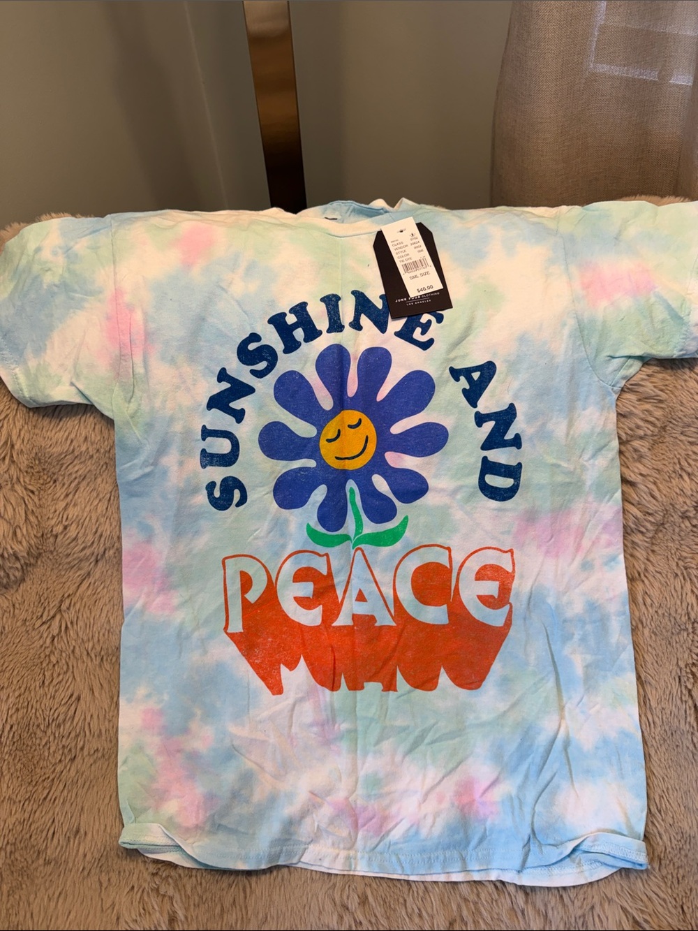 Junk Food Clothing Tie-Dye "Sunshine and Peace" Tee - Blue/Purple/Red/Green